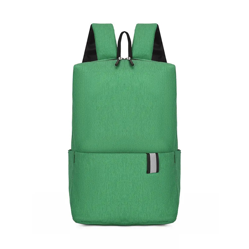 Solid Color Nylon Backpack Bag Green One Size Easy Apparels