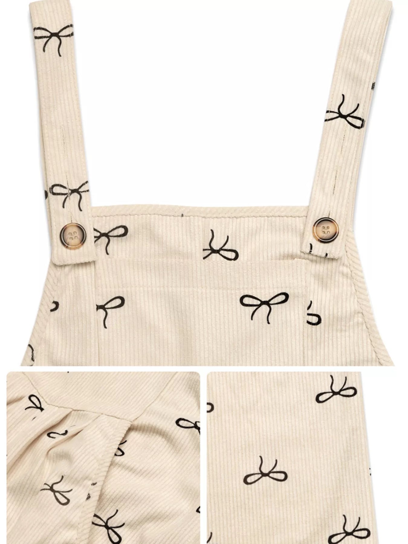 Bow Wide Leg Corduroy Overalls Easy Apparels