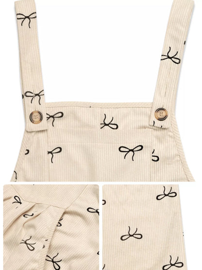 Bow Wide Leg Corduroy Overalls Easy Apparels