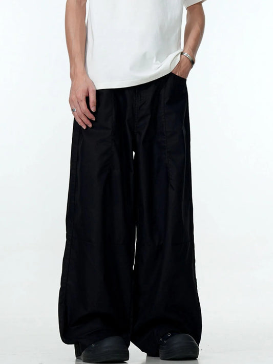 Men's Wide Leg Pants Black Easy Apparels
