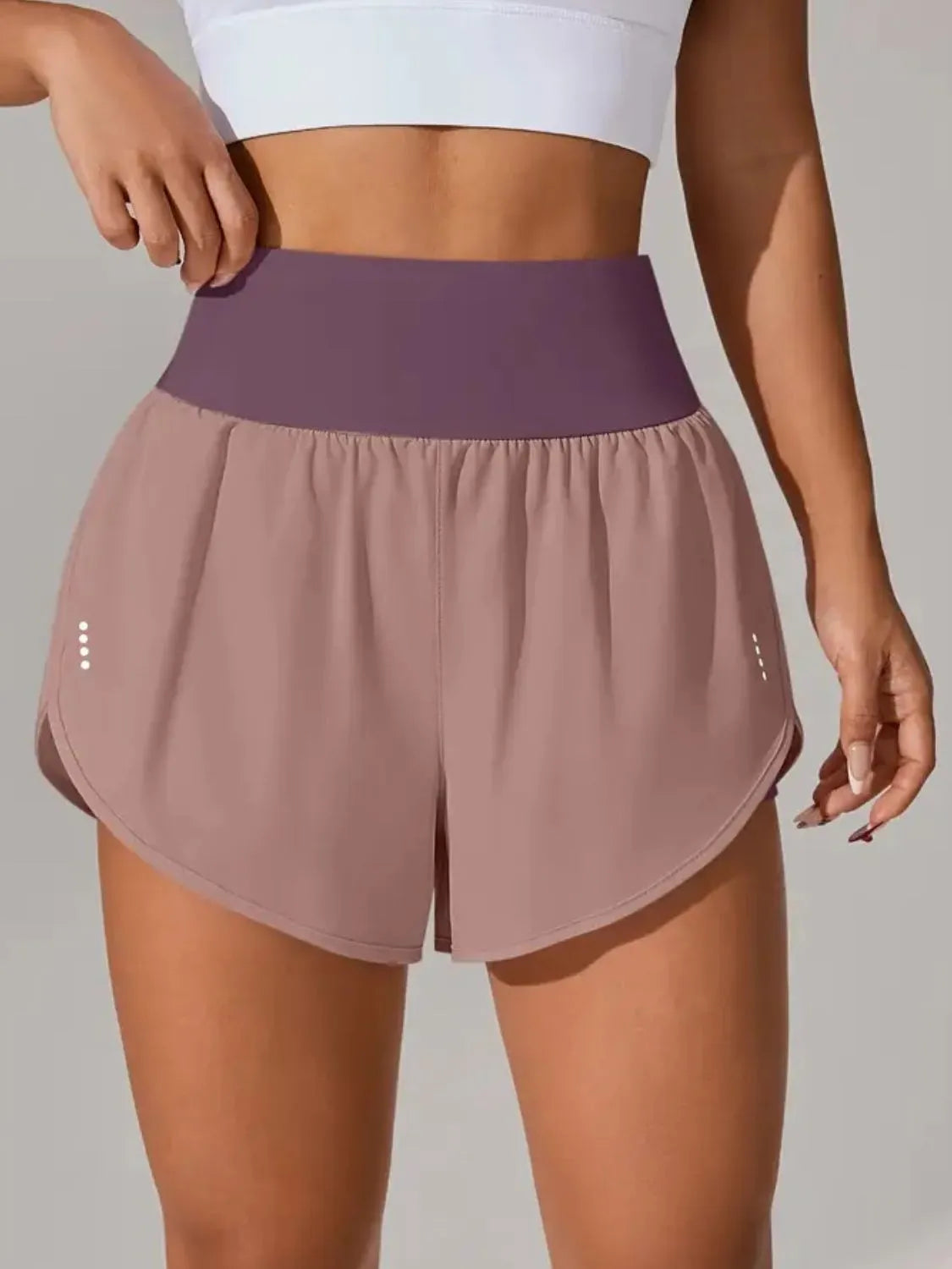 Pocketed High Waist Active Shorts Dusty Pink Easy Apparels