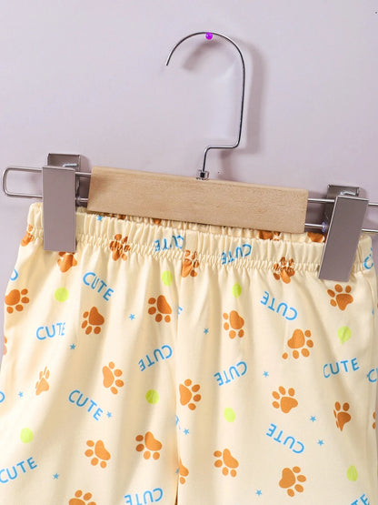Children's Dog Short Sleeve Hoodie and Shorts Set Easy Apparels