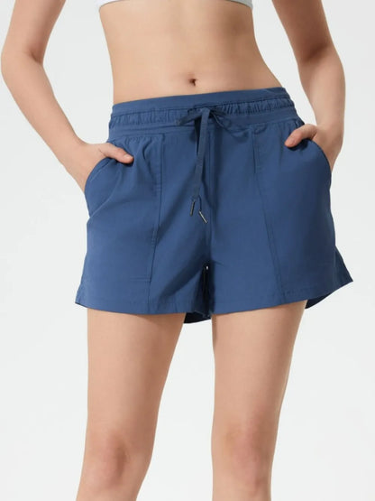 Millennia Drawstring Active Shorts with Pockets Dusty Blue Easy Apparels