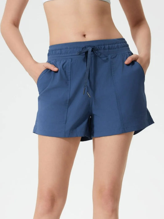 Millennia Drawstring Active Shorts with Pockets Dusty Blue Easy Apparels