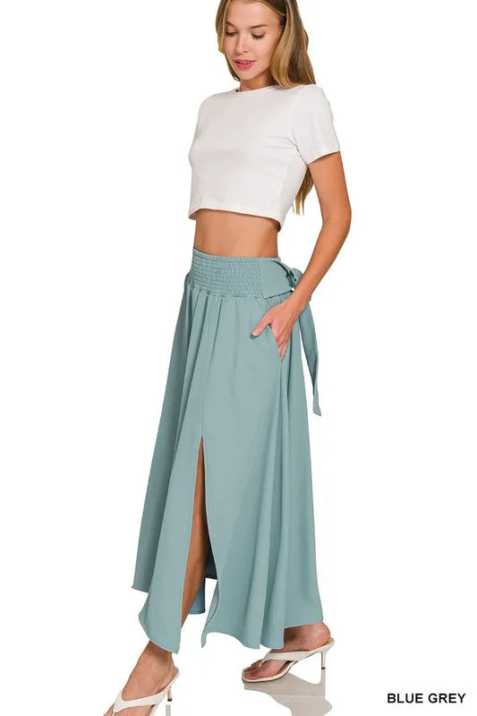 Zenana Heavy Woven Span Crop Tee & Skirt Set Easy Apparels
