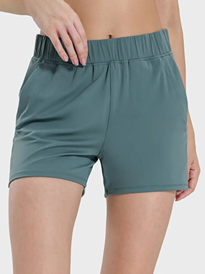 Millennia Elastic Waist Active Shorts Turquoise Easy Apparels