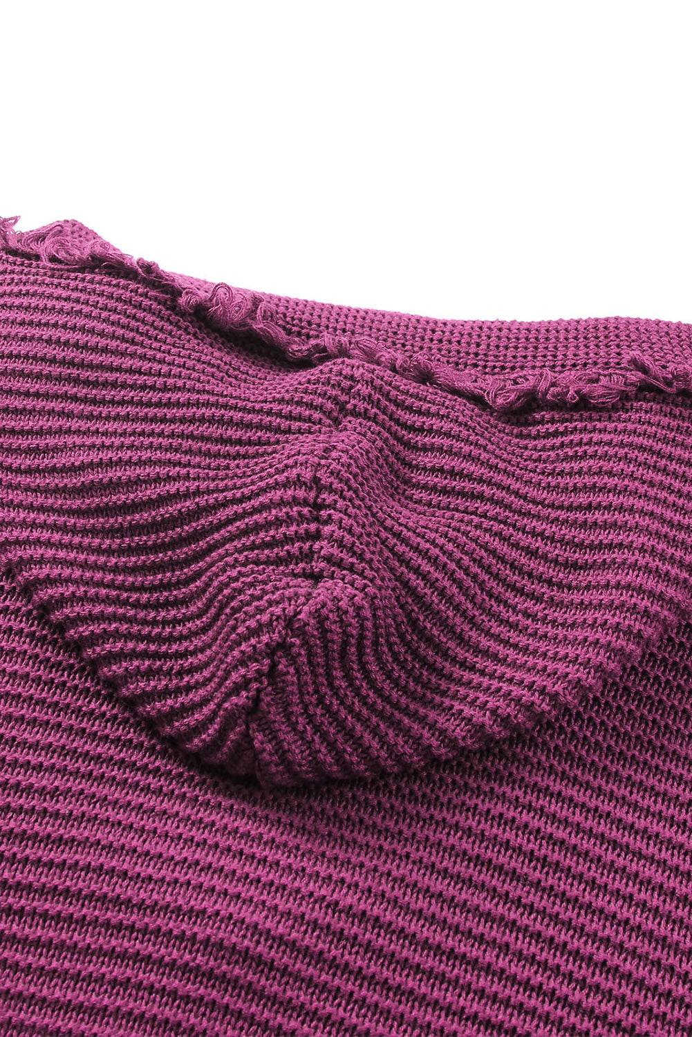 Woven Right Horizontal Ribbing Fringe Trim Hooded Sweater Easy Apparels