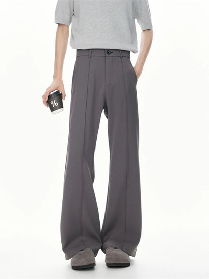 Men's Full Size High-Waisted Wide-Leg Pants Plus Size Dark Gray Easy Apparels