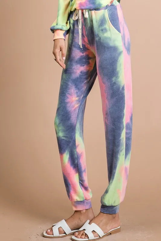 BiBi Tie Dye French Terry Casual Pants CHARCOAL TIEDYE Easy Apparels