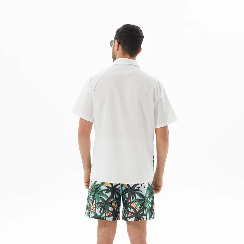 Men's Full Size Printed Short Sleeve Shirt and Shorts Set Plus Size Easy Apparels