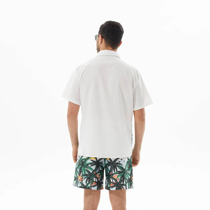 Men's Full Size Printed Short Sleeve Shirt and Shorts Set Plus Size Easy Apparels