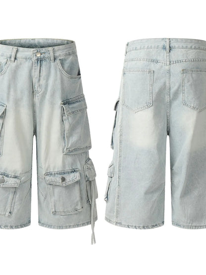 Men's Wide Leg Cargo Denim Shorts Easy Apparels
