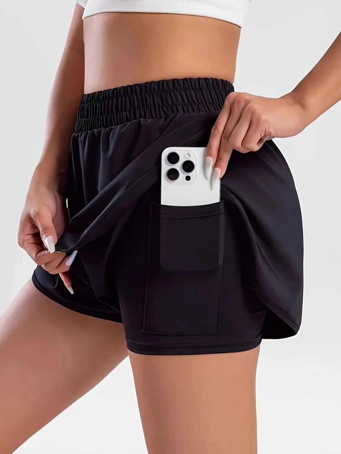 Pocketed High Waist Active Shorts Easy Apparels