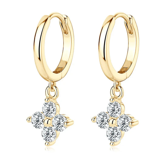 925 Sterling Silver Moissanite Hoop Drop Earrings Gold One Size Easy Apparels