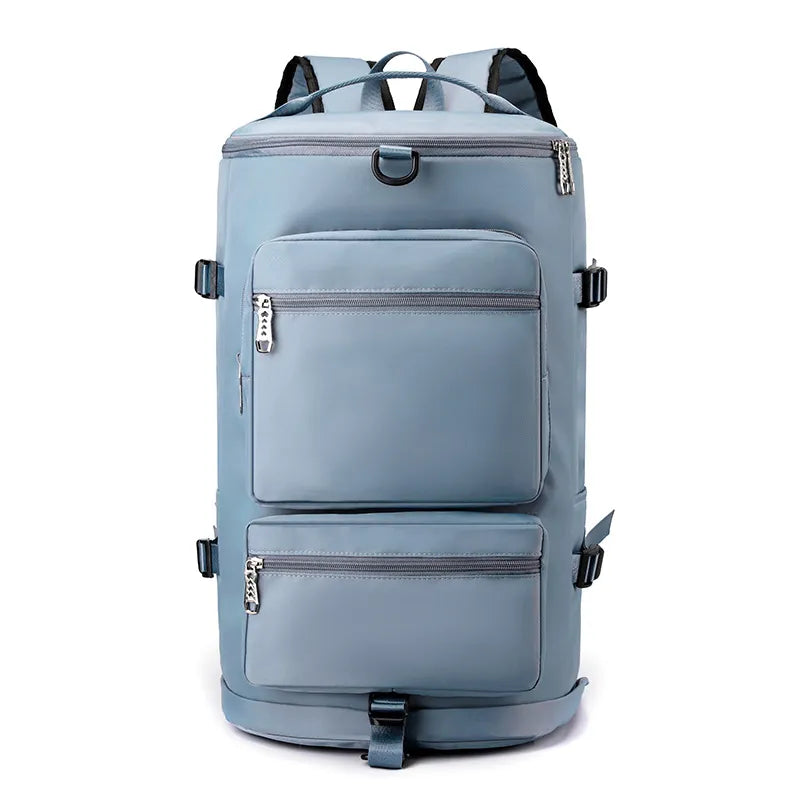 Multi Pocket Travel Backpack Bag Light Blue One Size Easy Apparels