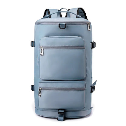 Multi Pocket Travel Backpack Bag Light Blue One Size Easy Apparels
