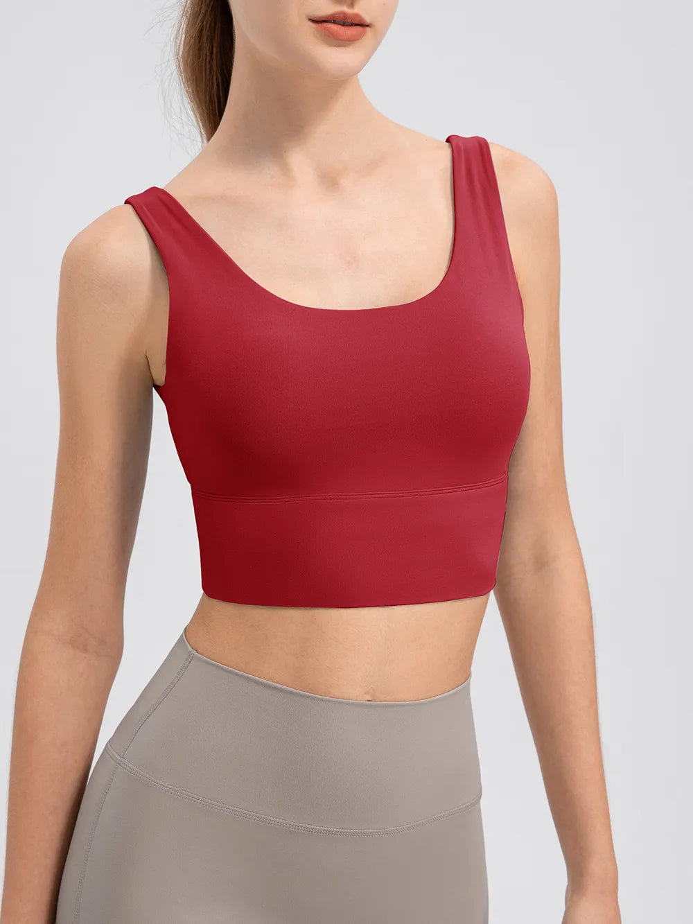 Scoop Neck Wide Strap Active Tank Scarlet Easy Apparels