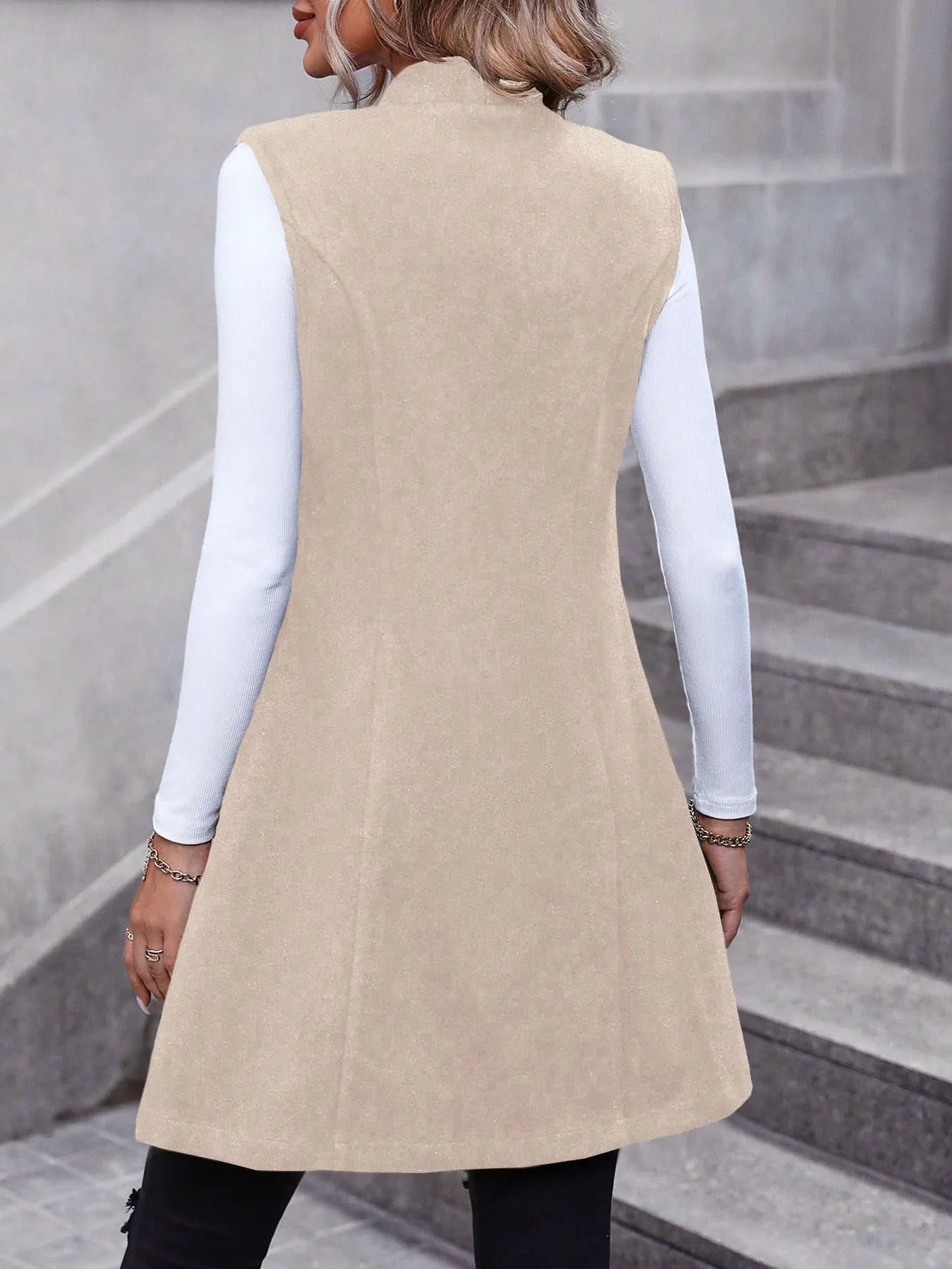 Button Up Longline Vest Coat Easy Apparels