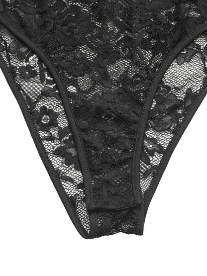 Trendsi Lace Long Sleeve V-Neck Bodysuit