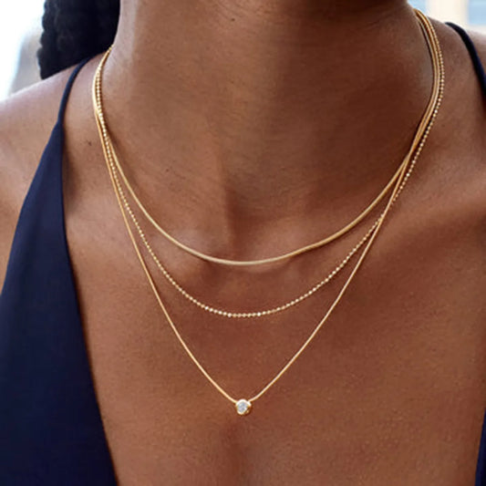 18K Gold-Plated Layered Necklace Gold One Size Easy Apparels
