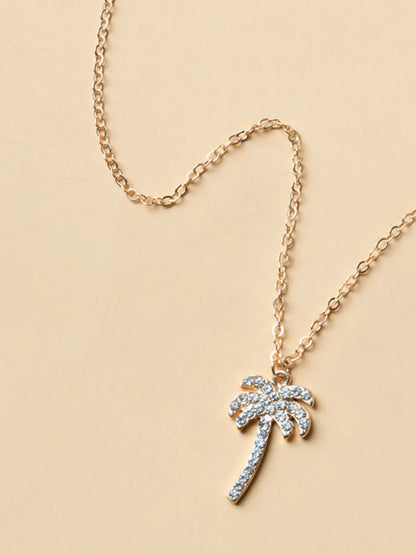 Zircon Palm Tree Pendant Necklace Easy Apparels