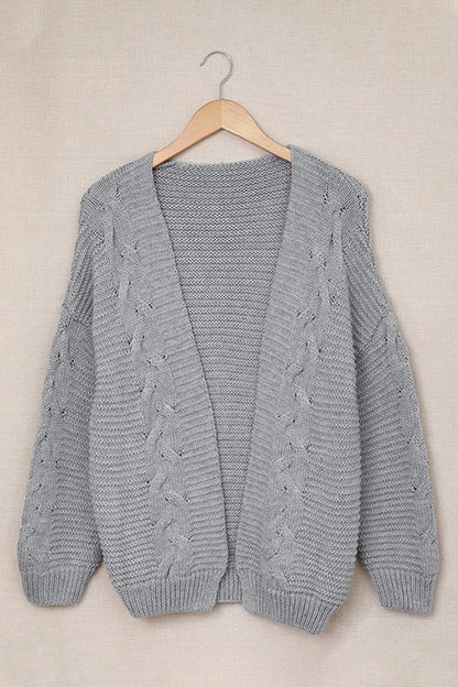 Cable-Knit Open Front Cardigan Easy Apparels