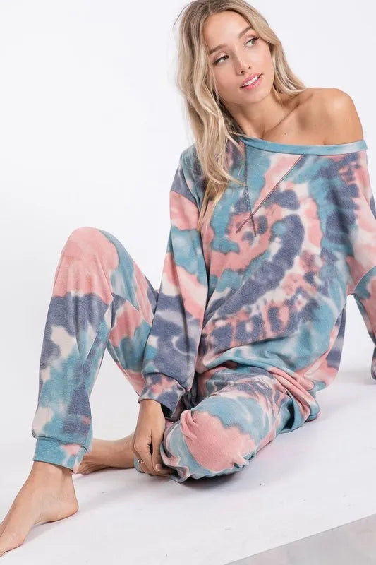 BiBi Tie Dye French Terry Casual Pants Easy Apparels
