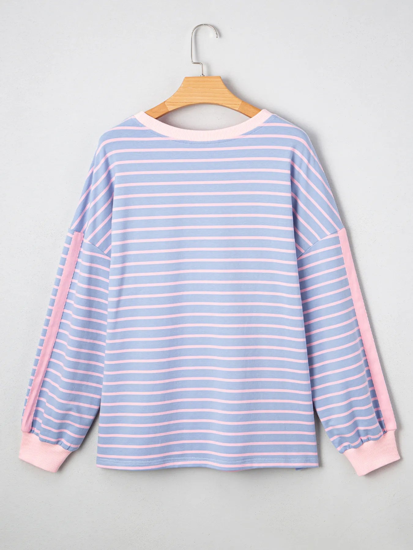 Trendsi Stripe Oversize Contrast Trim Drop Shoulder Sweatshirt