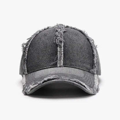 Raw Hem Cotton Baseball Cap Gray One Size Easy Apparels