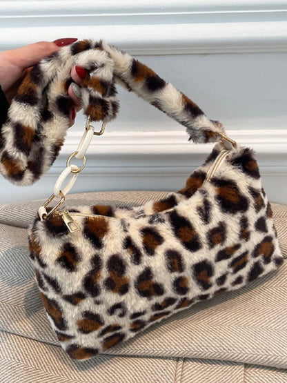 Leopard Fluff Shoulder Bag Easy Apparels