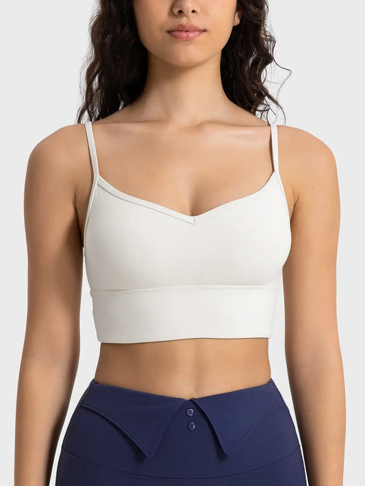 Millennia Spaghetti Strap Sport Bra Ivory Easy Apparels