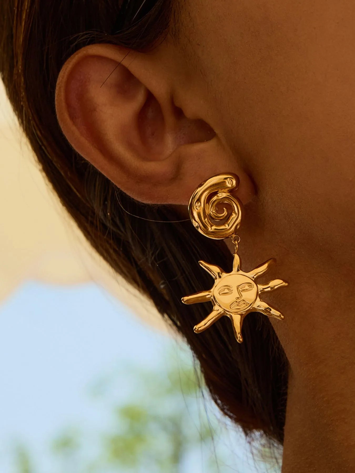 18K Gold-Plated Sun Drop Earrings Gold One Size Easy Apparels