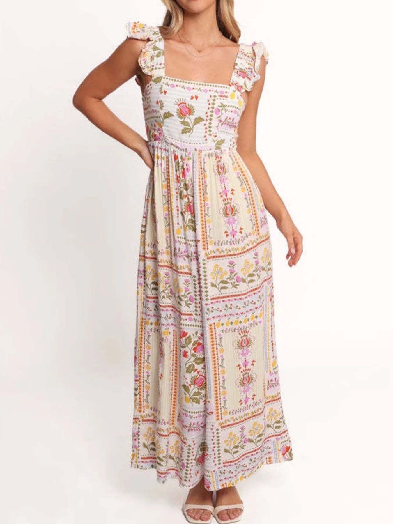 Floral Print Ruffle Strap Jumpsuit Color Easy Apparels