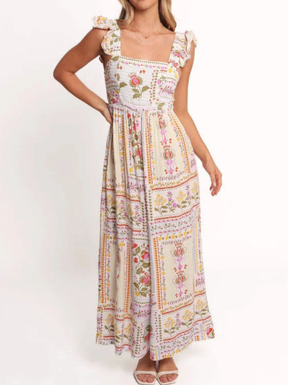 Floral Print Ruffle Strap Jumpsuit Color Easy Apparels