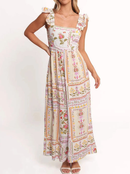 Floral Print Ruffle Strap Jumpsuit Color Easy Apparels
