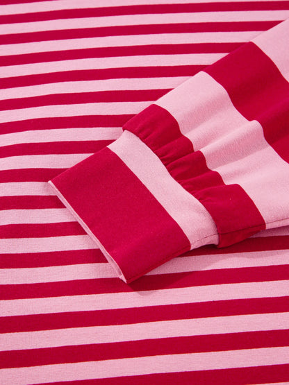 Trendsi Striped Drop Shoulder V Neck Top