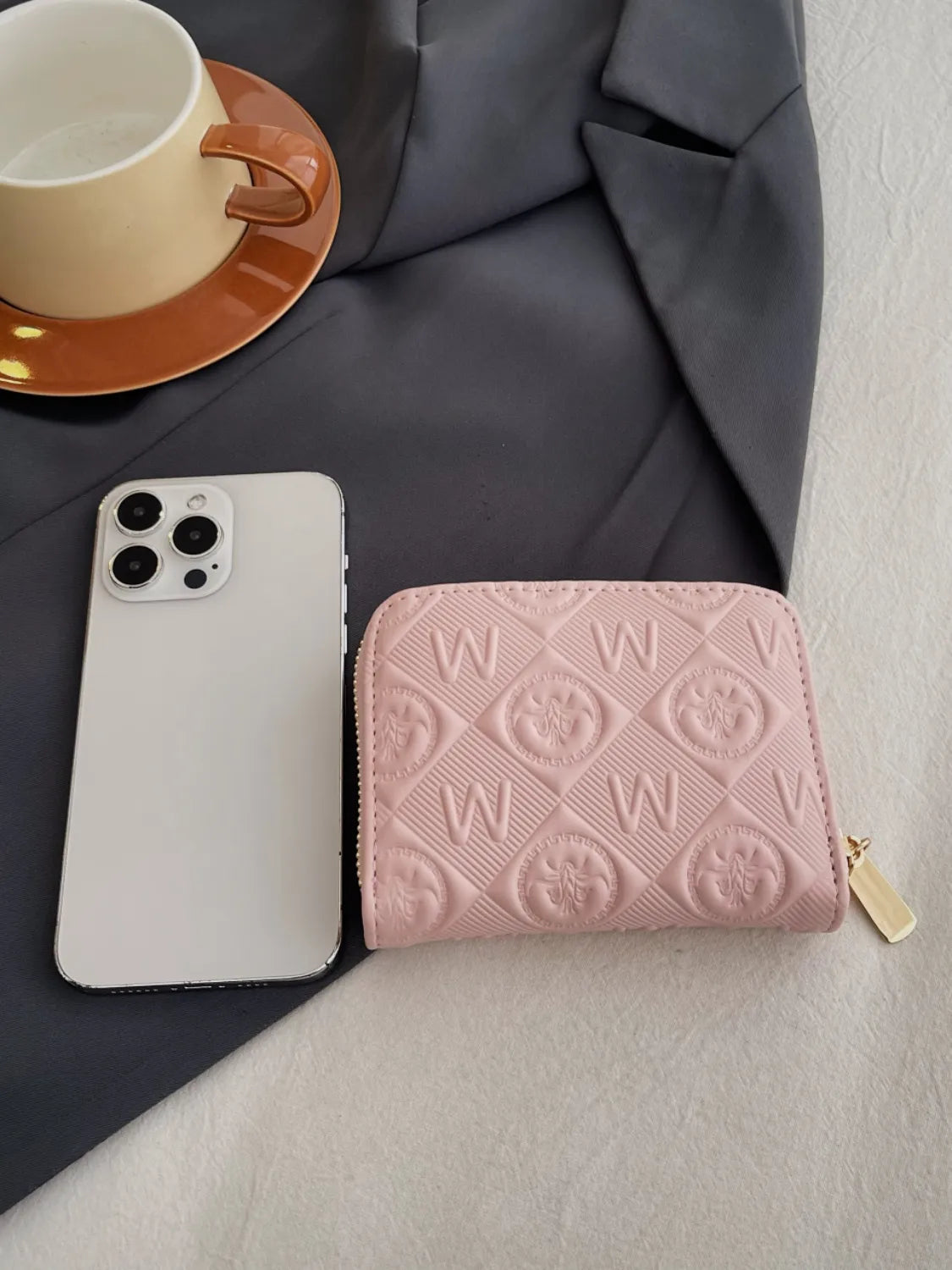 Embossed Zip Mini Wallet Easy Apparels