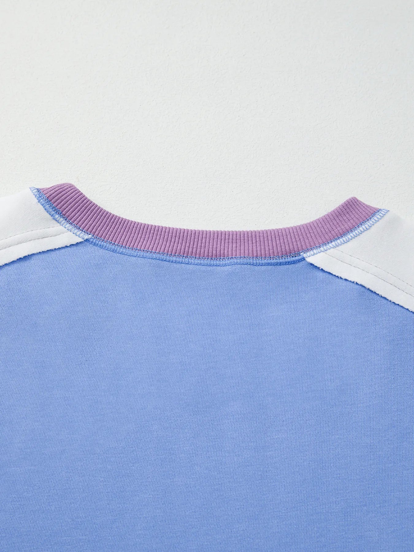 Trendsi Exposed Seam Colorblock Patchwork Ribbed Trim Sweatshirt