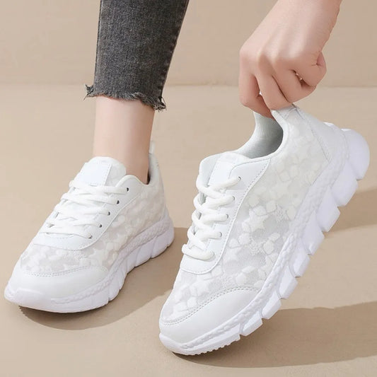 Round Toe Flats Athletic White Easy Apparels