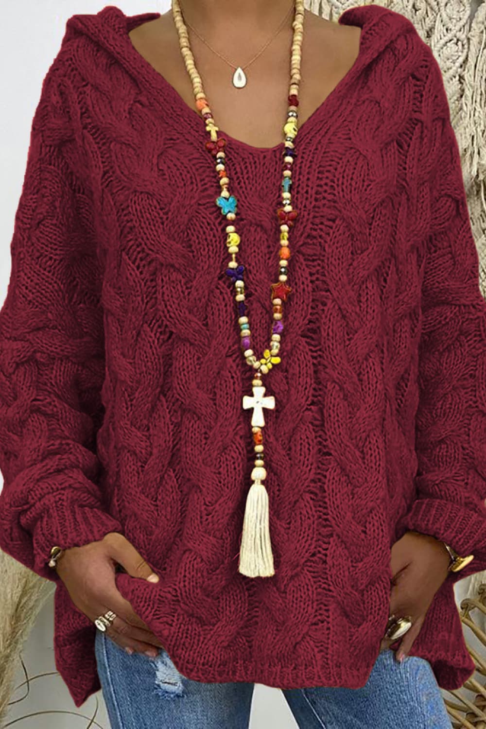 Cable-Knit Hooded Sweater Easy Apparels