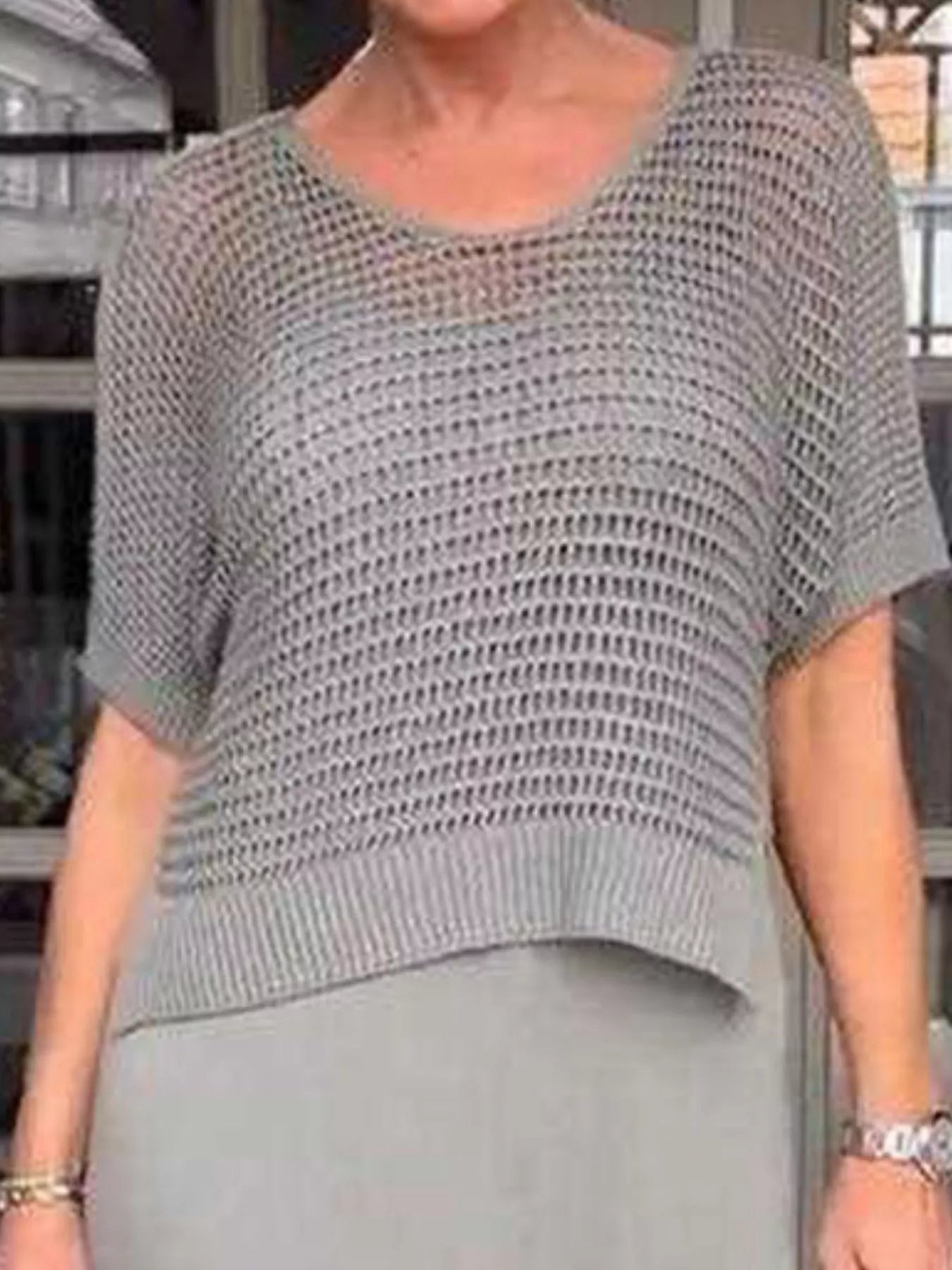 Full Size Openwork Knit Cover Up and Dress Set Plus Size Easy Apparels