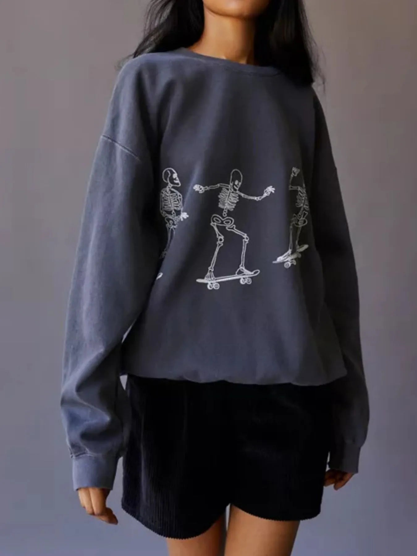 Trendsi Skeleton Graphic Oversized Sweatshirt