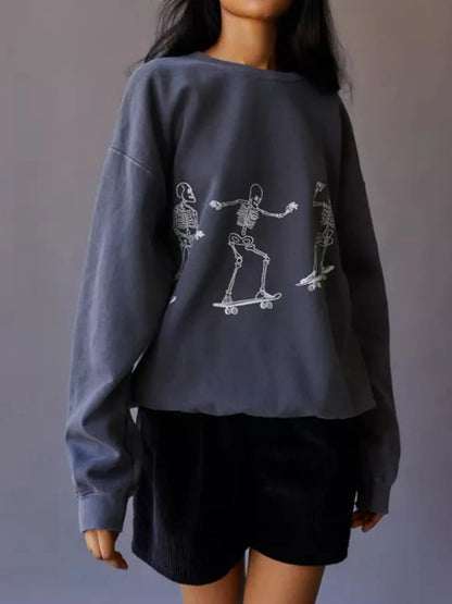 Trendsi Skeleton Graphic Oversized Sweatshirt