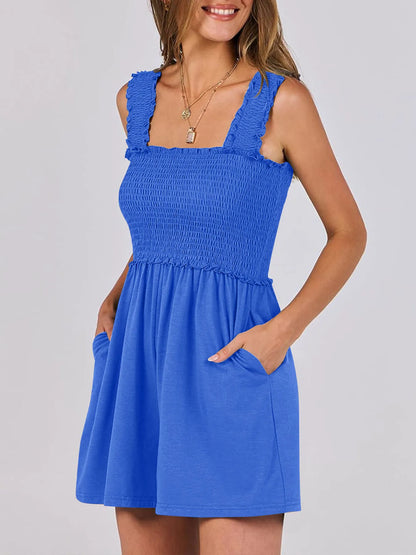Smocked Square Neck Summer Romper Easy Apparels