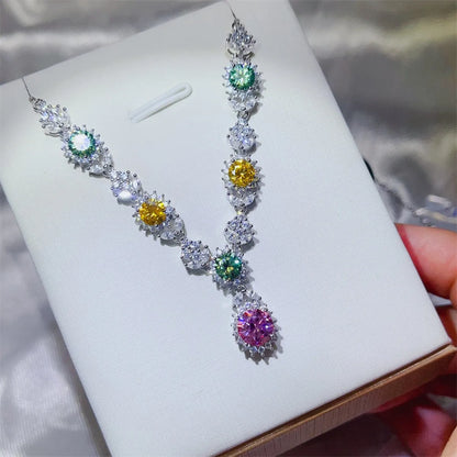 3.5 Carat Moissanite 925 Sterling Silver Necklace Multicolor One Size Easy Apparels