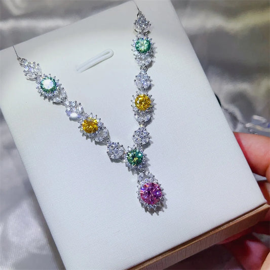 3.5 Carat Moissanite 925 Sterling Silver Necklace Multicolor One Size Easy Apparels