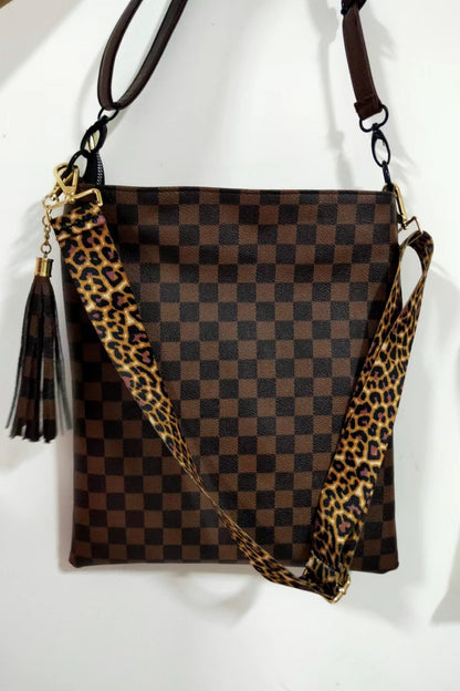 Adored PU Leather Shoulder Bag with Tassel Chocolate One Size Easy Apparels