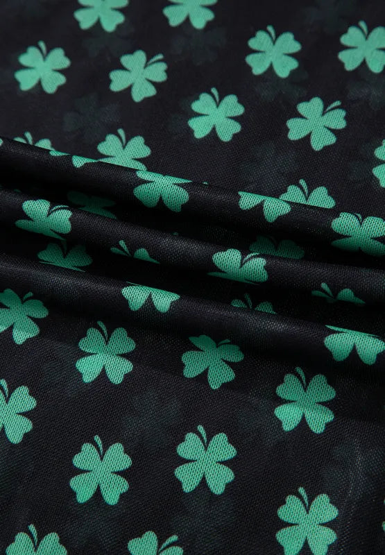 Trendsi Lucky Clover Mock Neck Long Sleeve Bodysuit