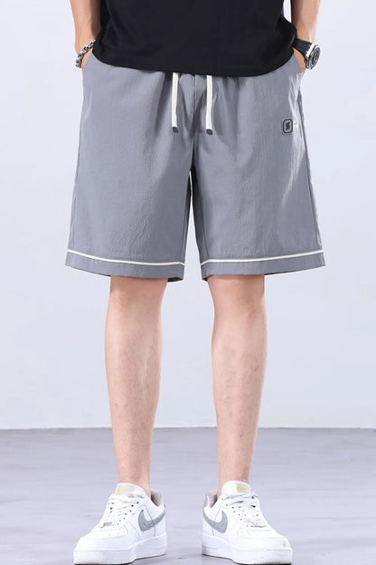 Men's Plus Size Relaxed Fit Drawstring Shorts with Contrast Trim Grey Easy Apparels