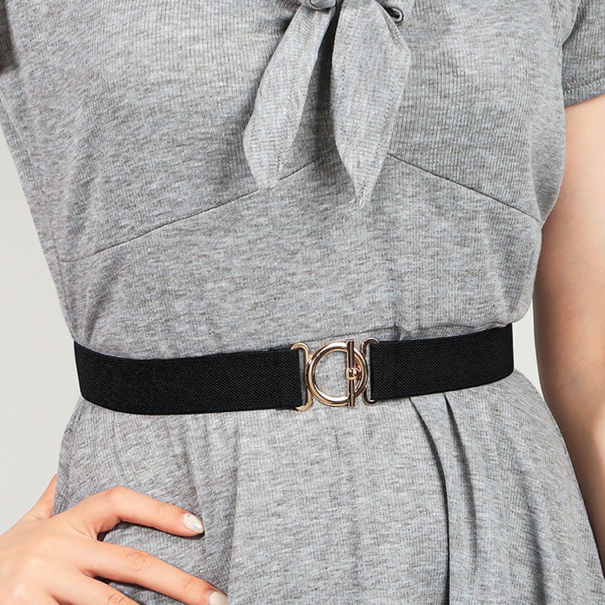 Toggle Clasp Elastic Belt Black One Size Easy Apparels